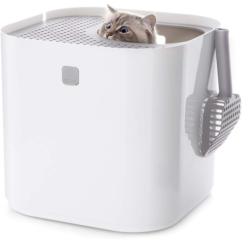 Modkat Top-Entry Cat Litter Box, Leak-Proof, Liner & Scoop, White