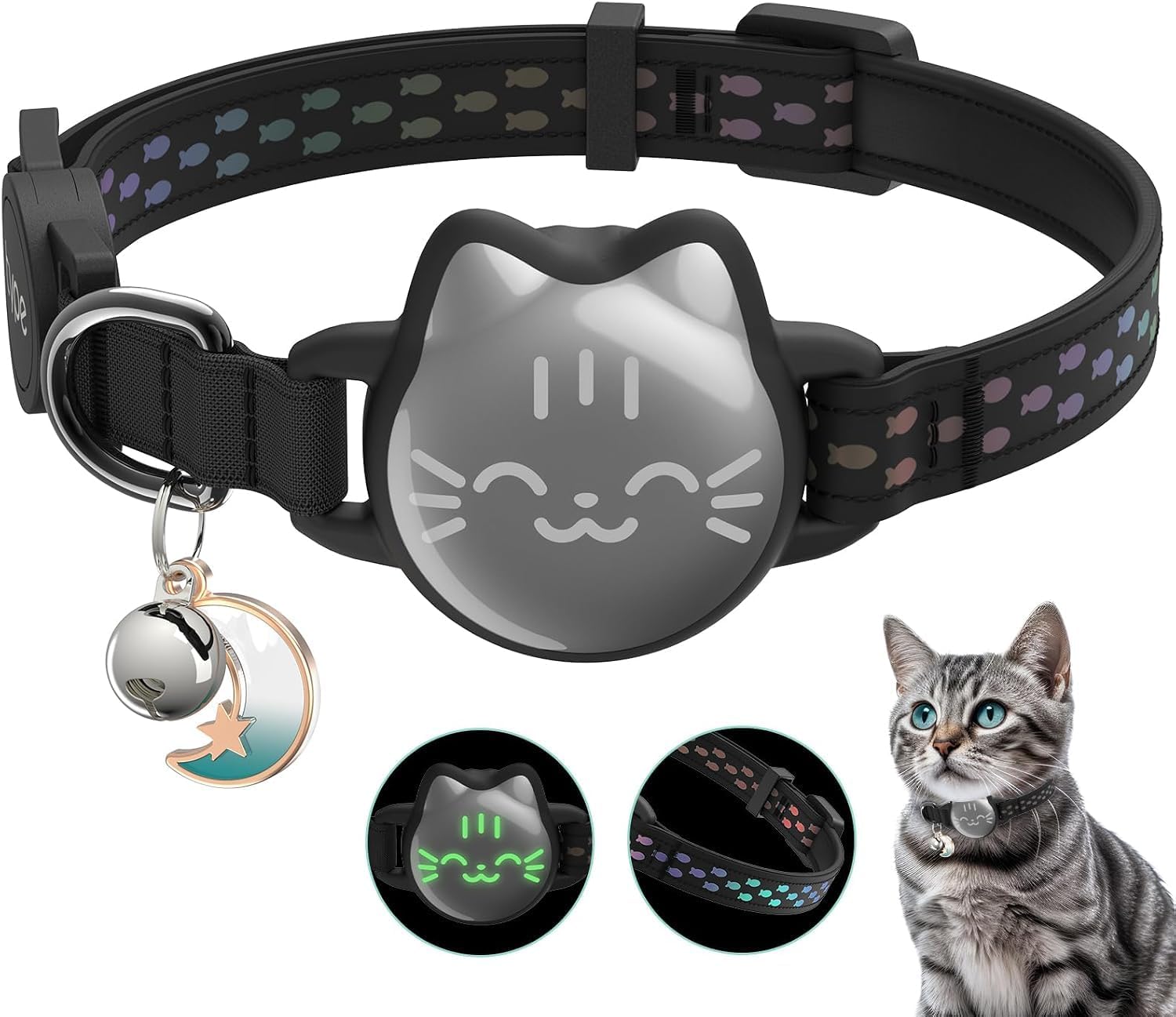 AirTag Cat Collar with Hidden Holder and Bell