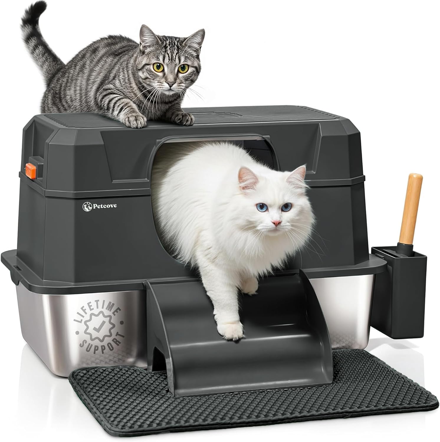 PetCove IronPaws Stainless Steel Enclosed Litter Box XL Kit