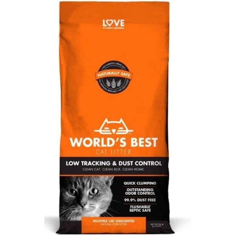 World's Best Cat Litter Low Tracking/Dust Control Multiple Cat Unscented, 28 Lbs