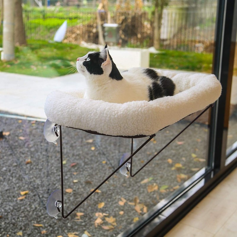 Zakkart Cat Window Perch, 100% Metal Supported from Below (Grey)