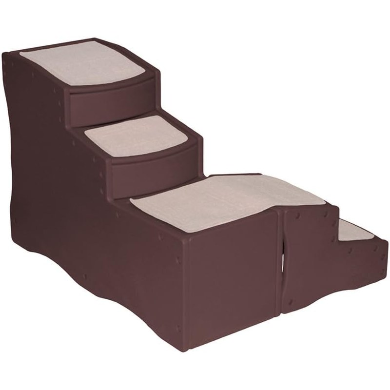 Pet Gear Easy Step Bed Stair for Cats/Dogs, Adjusts to Either Side of Bed, Removable Washable Carpet Treads, Storage Compartment, 