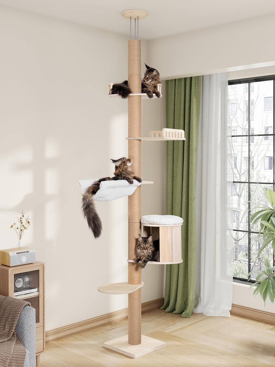 Aechonow 10.2 ft floor to ceiling cat tree for large cats